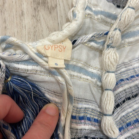 Gypsy Striped Blue and White cover up summer beach size small