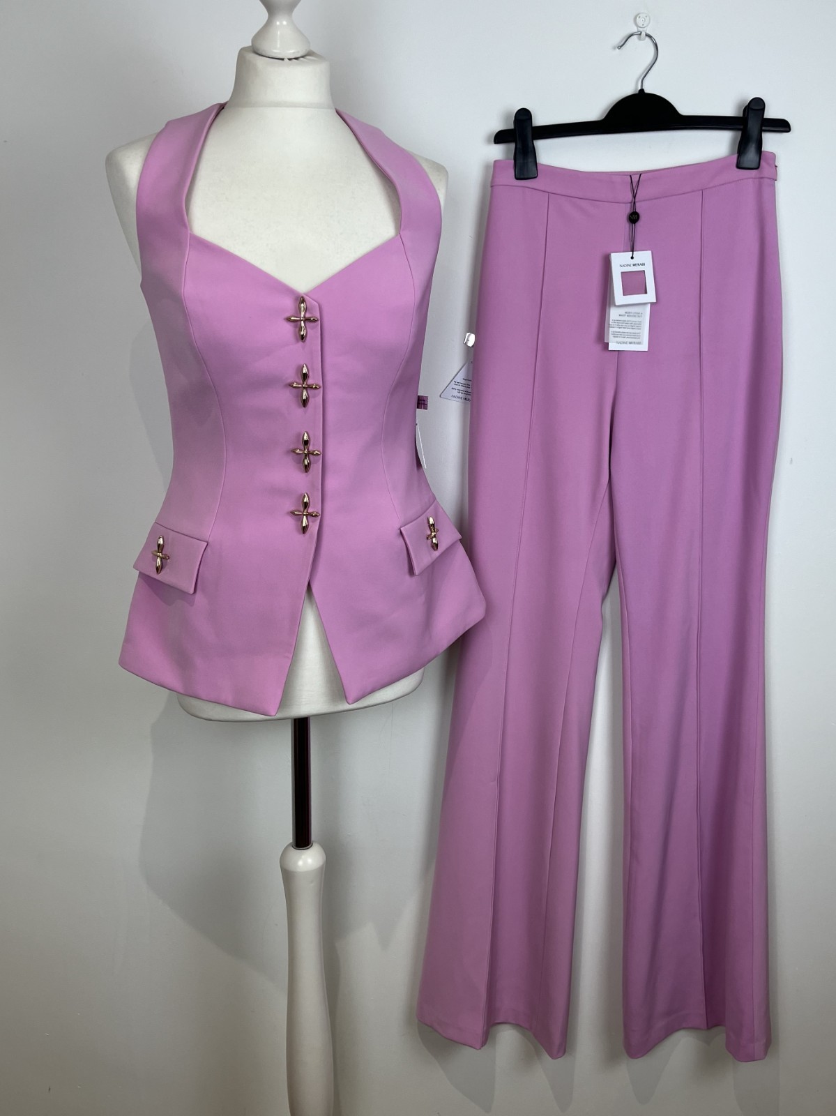 NADINE MERABI Zoe Waistcoat & Charlotte Trousers, Pink SMALL UK8 EU36 US4 RP£500
