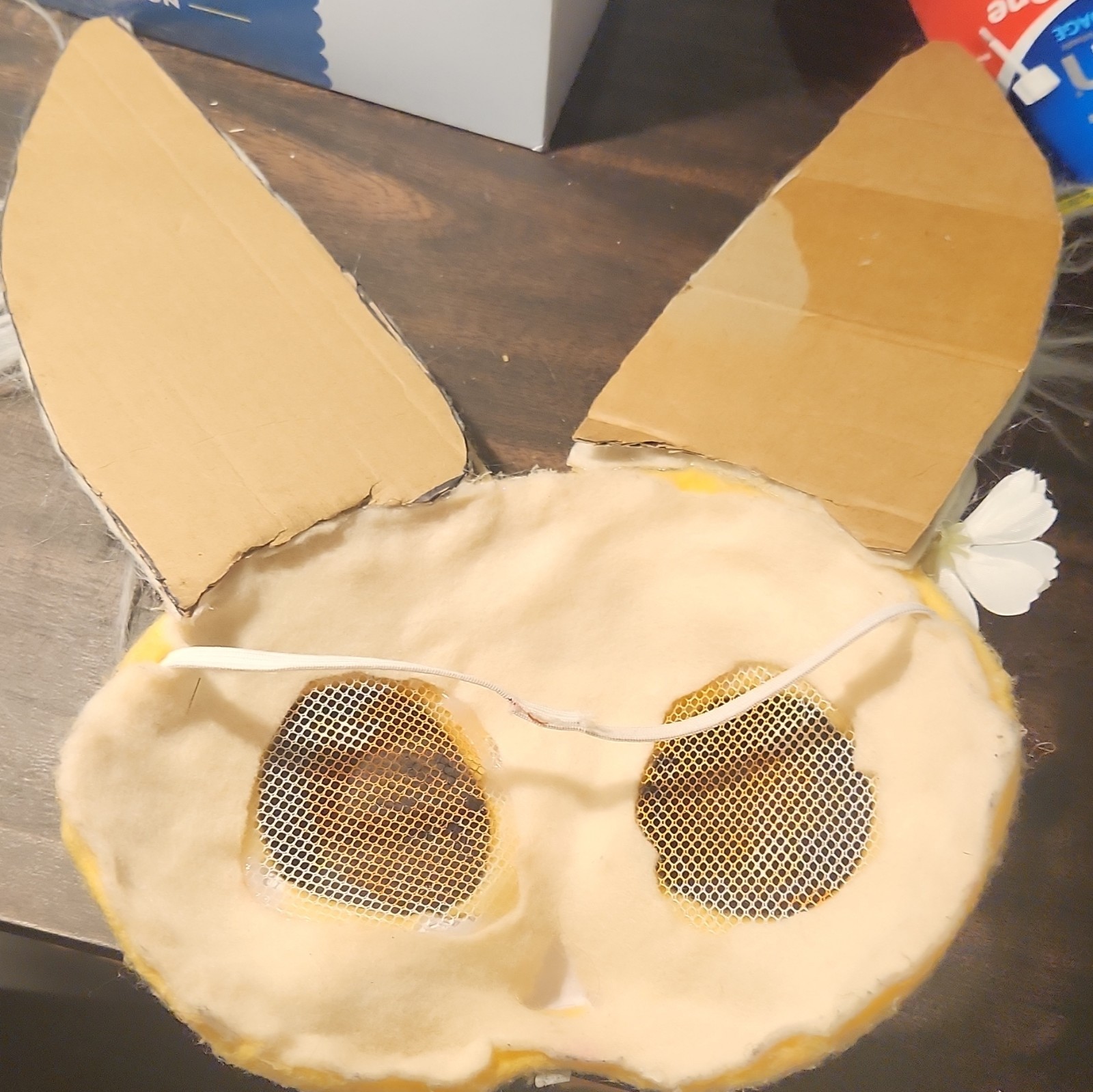 Handmade Animal Costume Face Mask Adjustable Yellow/White One Size