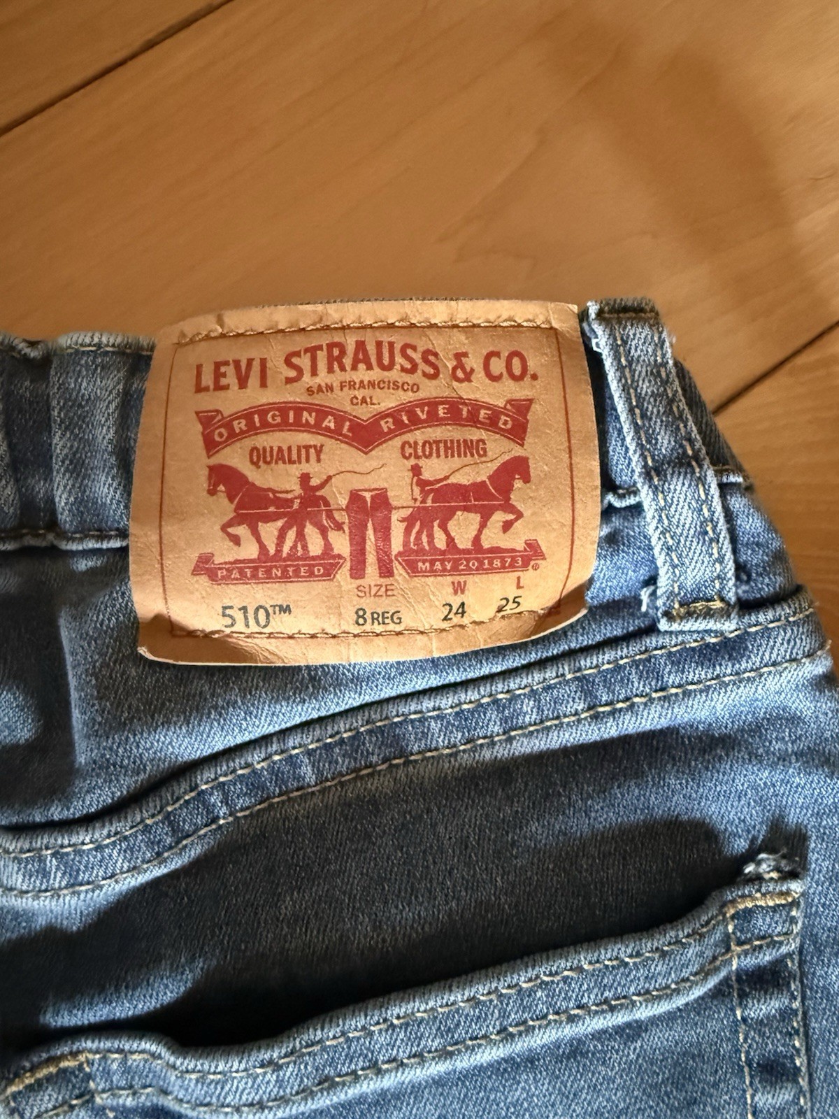 Levi’s Boys 510 Denim Blue Jeans Adjustable Waist Size 8 Reg W24 L25