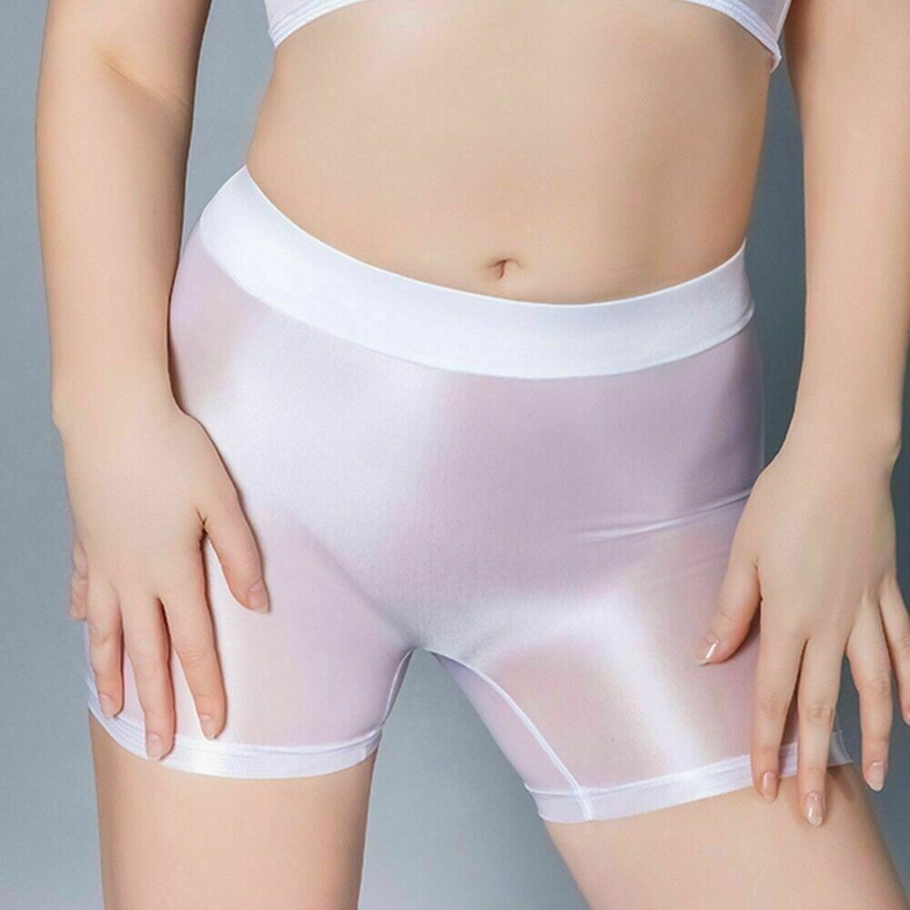 Women Silky Oil Shiny Glossy Panties Briefs Underwear Sheer Stretch Boxer Shorts