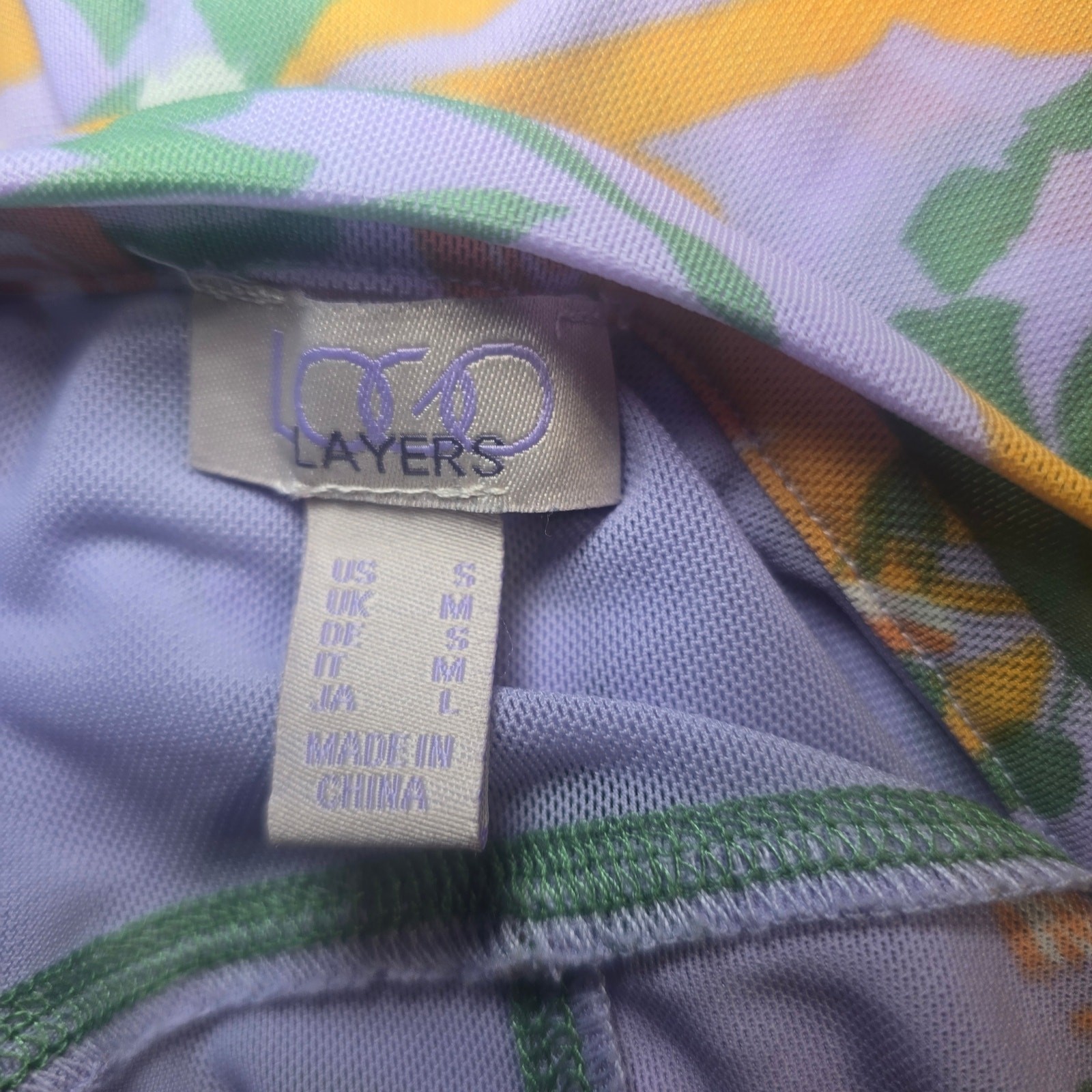 LOGO Layers by Lori Goldstein Lavender Floral Mesh Patchwork Tunic Top