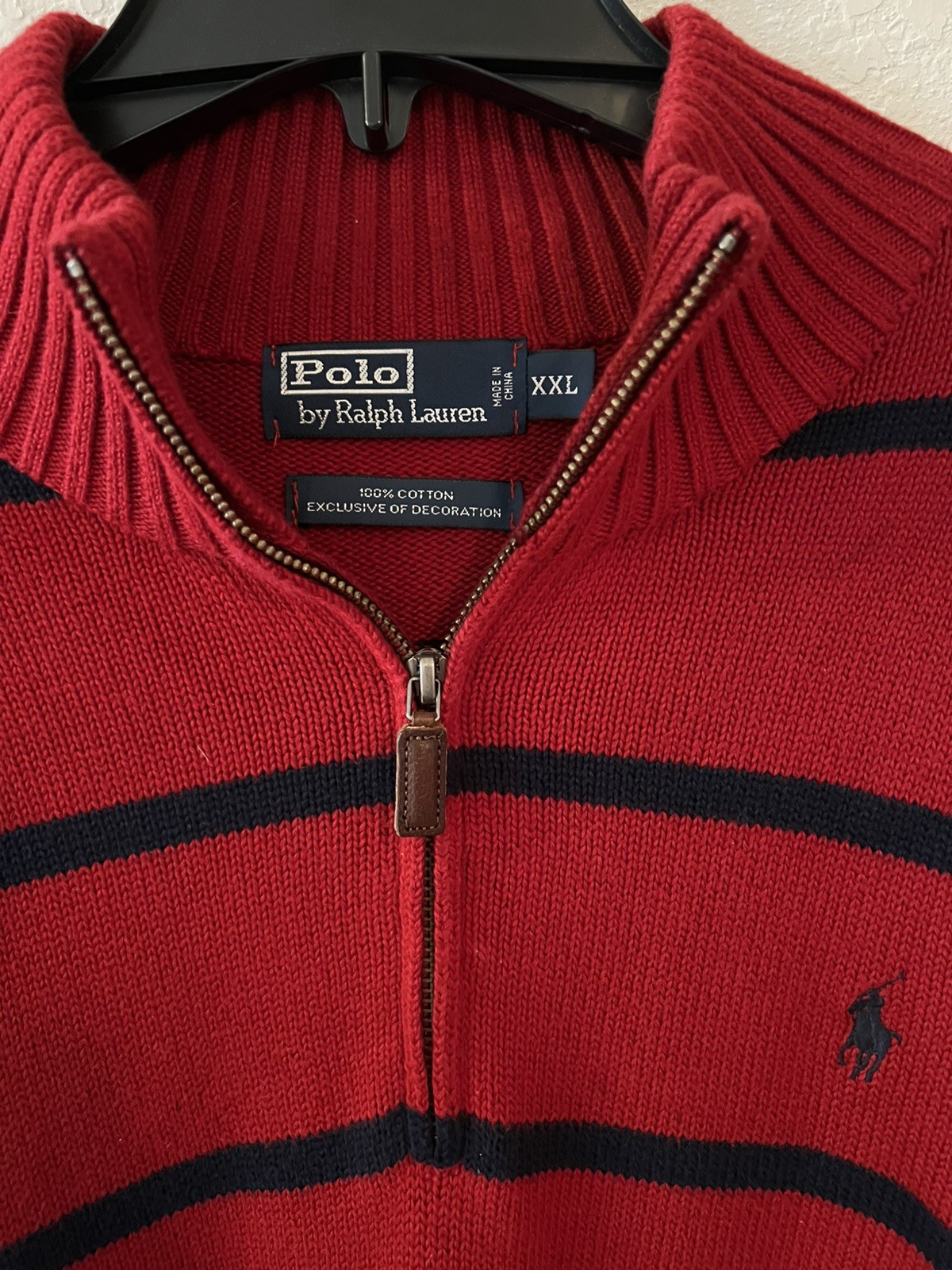 Polo Ralph Lauren Sweater Red With Black Stripes XXL EUC