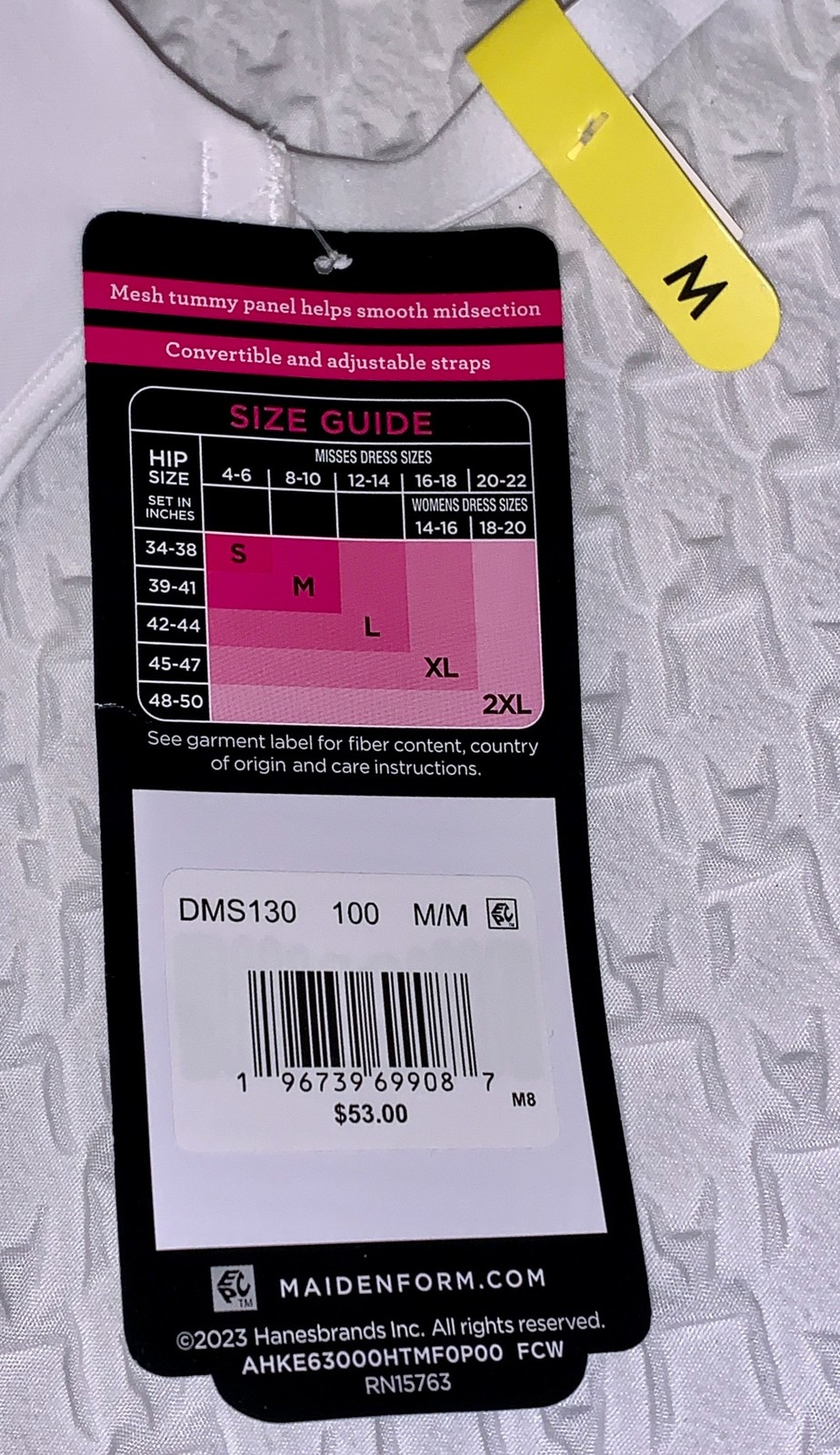 MAIDENFORM Tummy Tucking Foam Cup White Firm Control Cami Womens Sz S M L XL 2XL