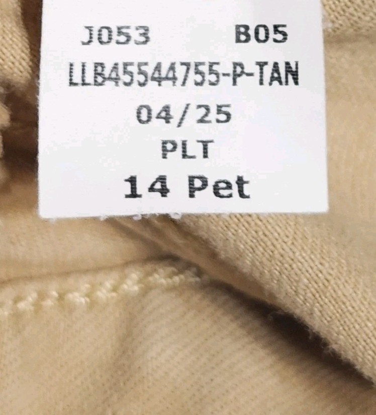 LL Bean Classic Fit Womens 14 Petite Tan Khaki Stretch Denim Jeans Straight Leg