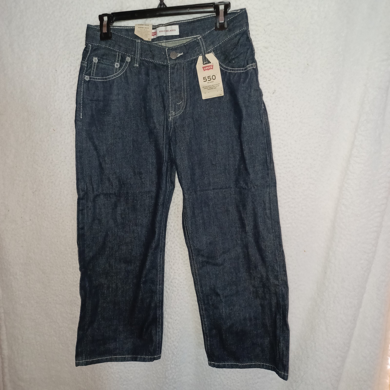 Levi Strauss 550 Boys 8 Husky 28X23 Relaxed Fit Denim Dark Wash Blue Jeans (GW)