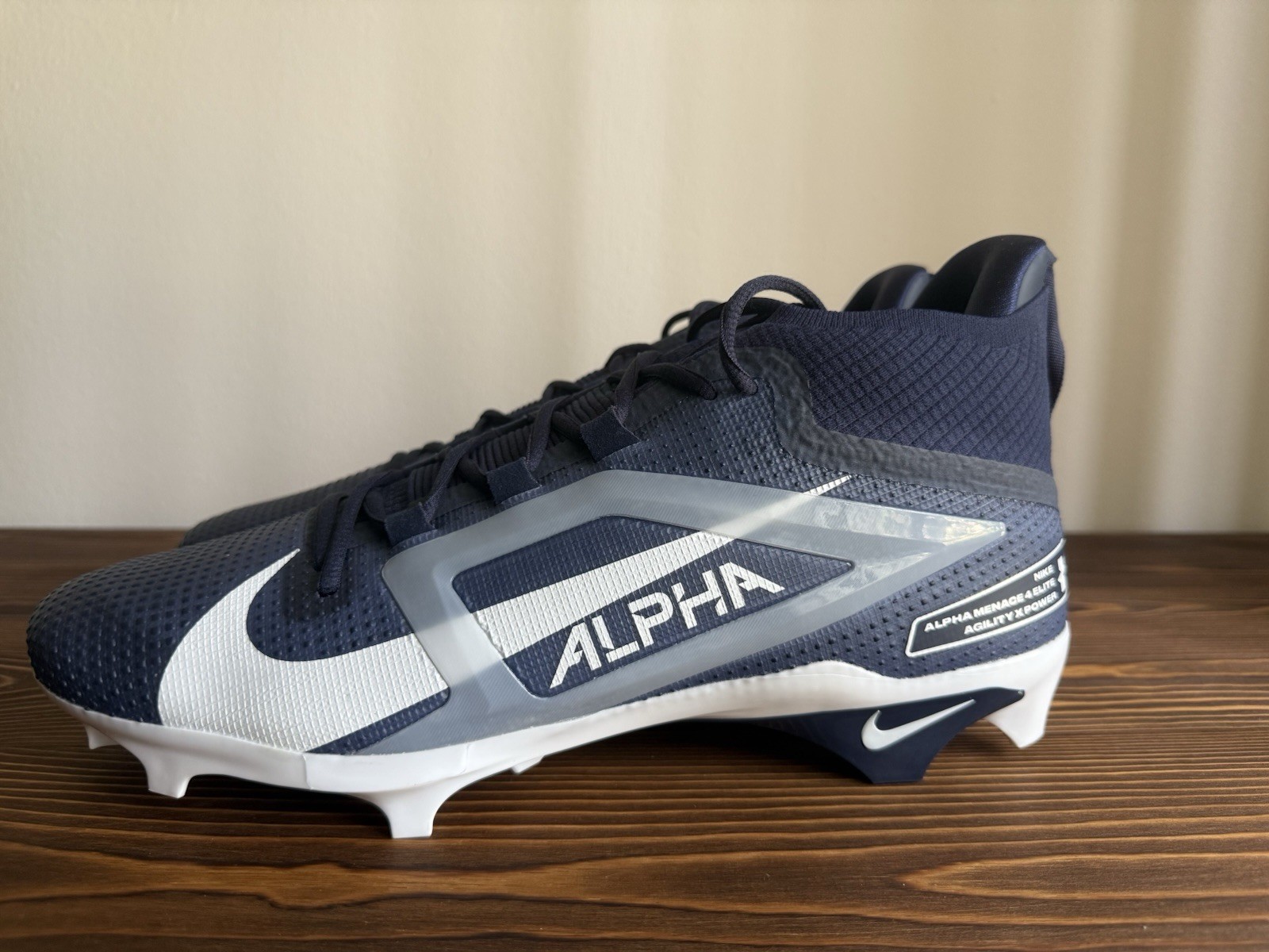 Nike Alpha Menace Elite 4 TB Navy White Football Cleats FZ7701-400 Men’s Size 15
