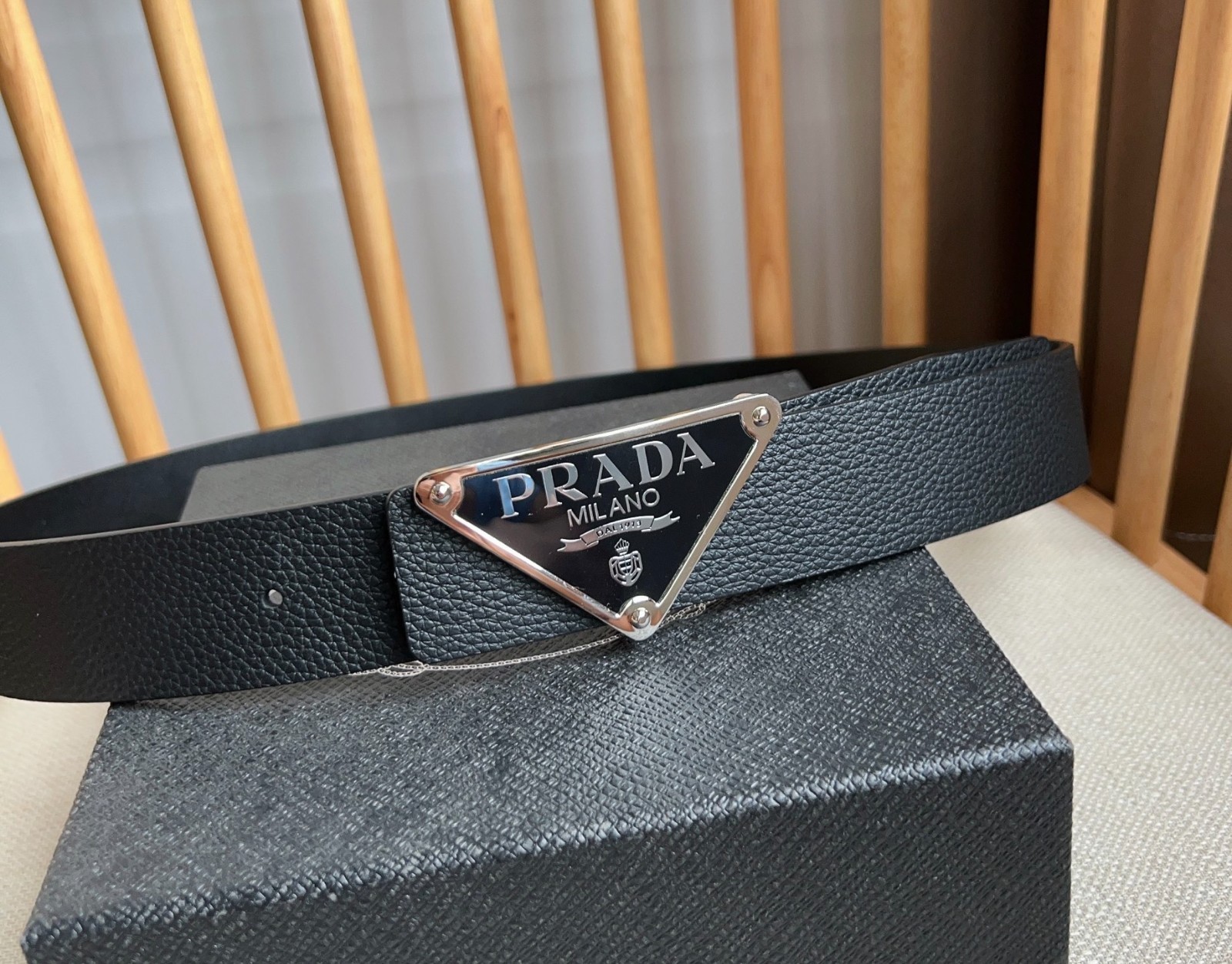 Prada men’s black leather belt