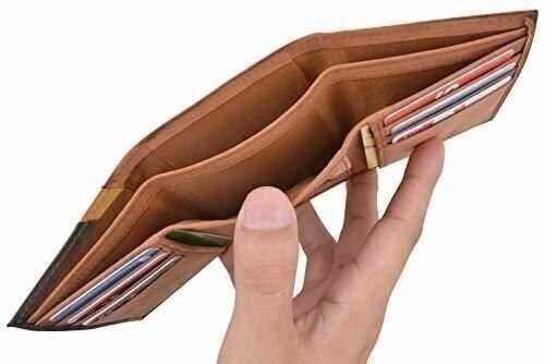 Cazoro Men’s Wallet RFID Genuine Leather Slim Trifold with ID Window and Card Sl