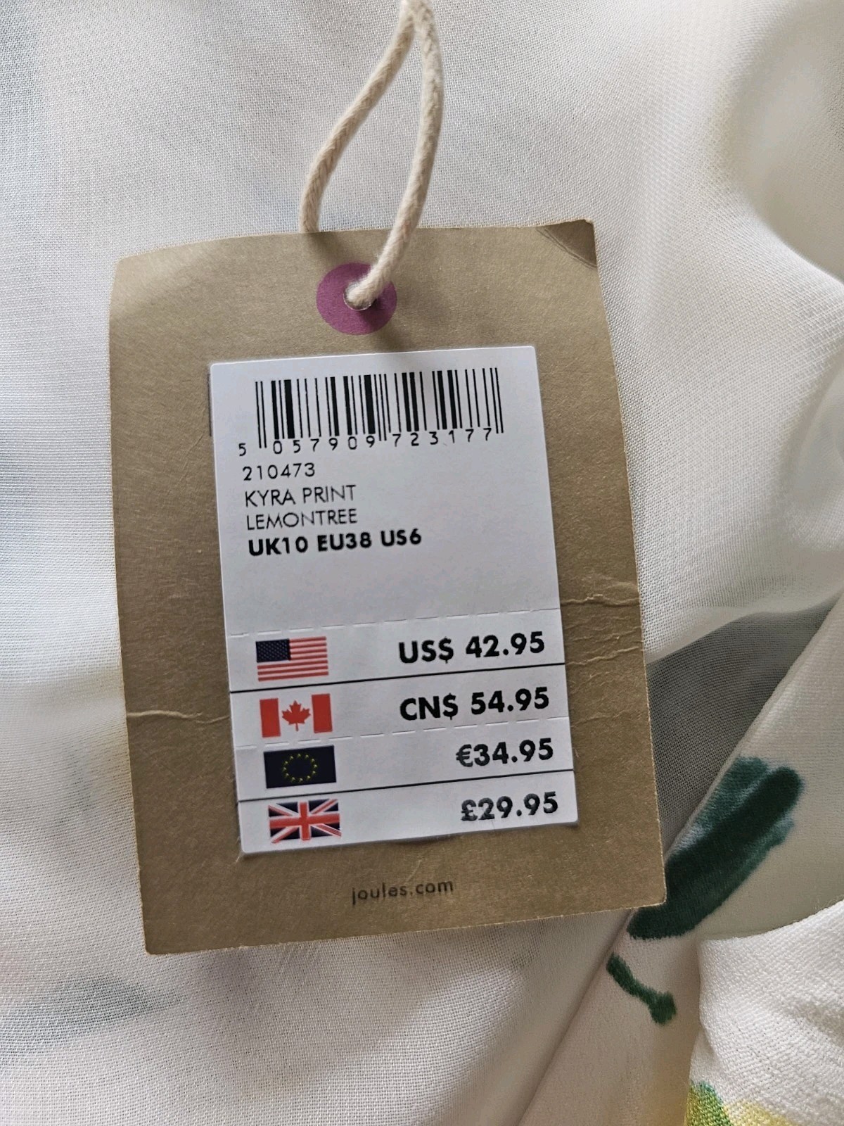 Joules Kyra Top Size 10 Lemon Tree Pattern Lined New With Tags Rrp £29.95