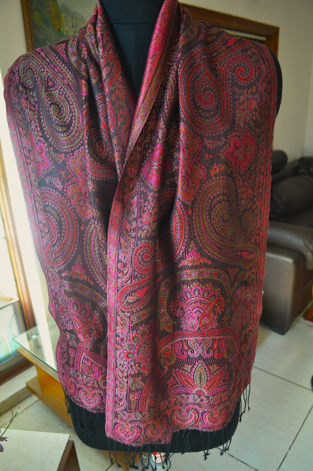 EXQUISITE IRIDESCENT SILK PASHMINA JAMAVAR SCARF JAMAVAR CHALE ~16 DESIGN STOCK