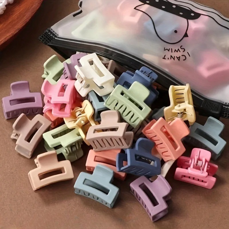 20 Pcs/bag Solid Color Matte Hollow Hair Claw Clip Candy Color Catch Barrettes S