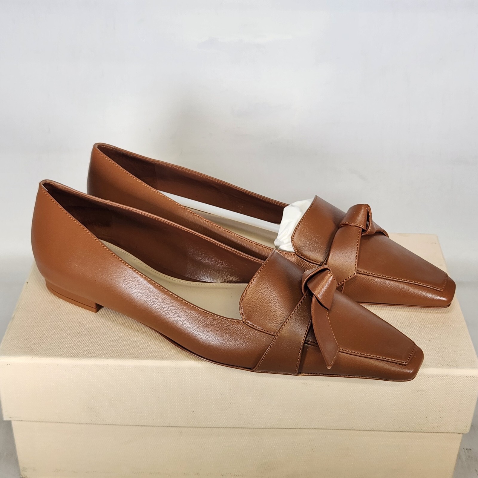 Size 12 (IT 42) – Alexandre Birman Clarita Square Loafer- Toast Nappa Leather