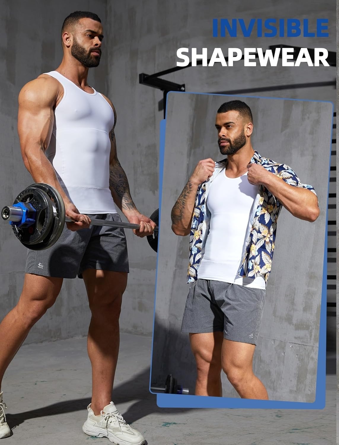 2 Pack Men Compression Slim Tummy Control Body Shaper Vest Tank Top Shapewear