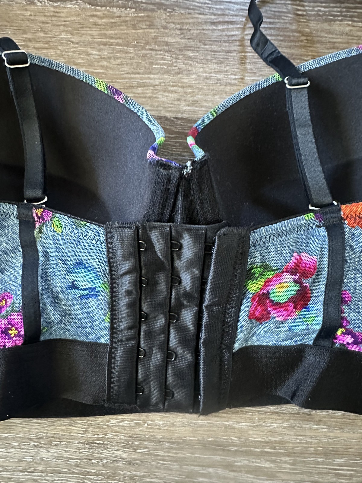 Parade Pushup Bustier Underwire Multiway Straps Blue Floral Juniors Small