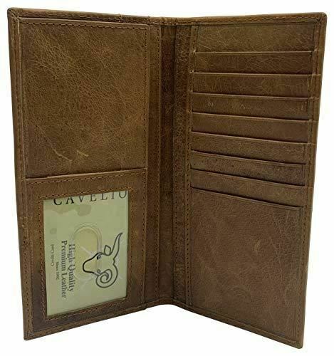 Genuine Leather Long Bifold Checkbook Cover Wallet Multi Card Pocket Holder USA