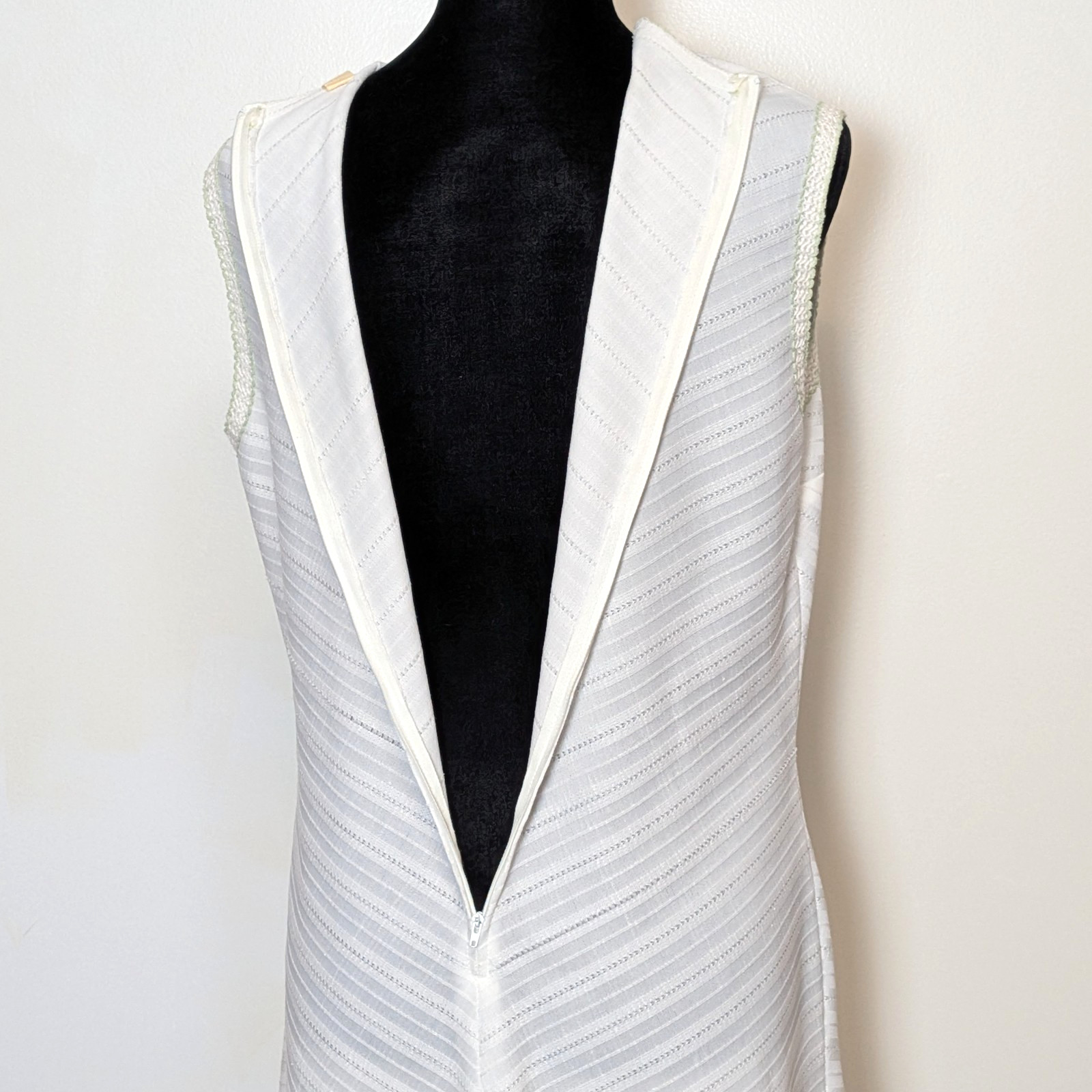 1960s White Chevron Knit Mod Sporty Sheath Tennis Tank Dress Vtg sz 18 Volup