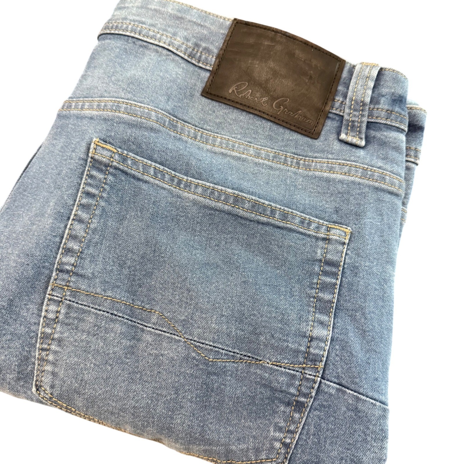 Robert Graham Merton Mens Light Indigo Straight Leg Jeans 36×34 OF5357-452 NEW