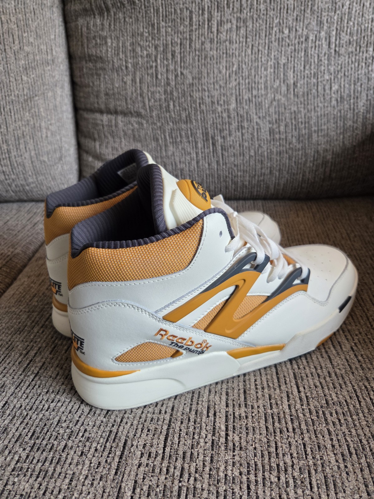 Reebok The Pump Hexalite Shoes Tan Blue White Men Size 11.5 In Great Shape 🔥