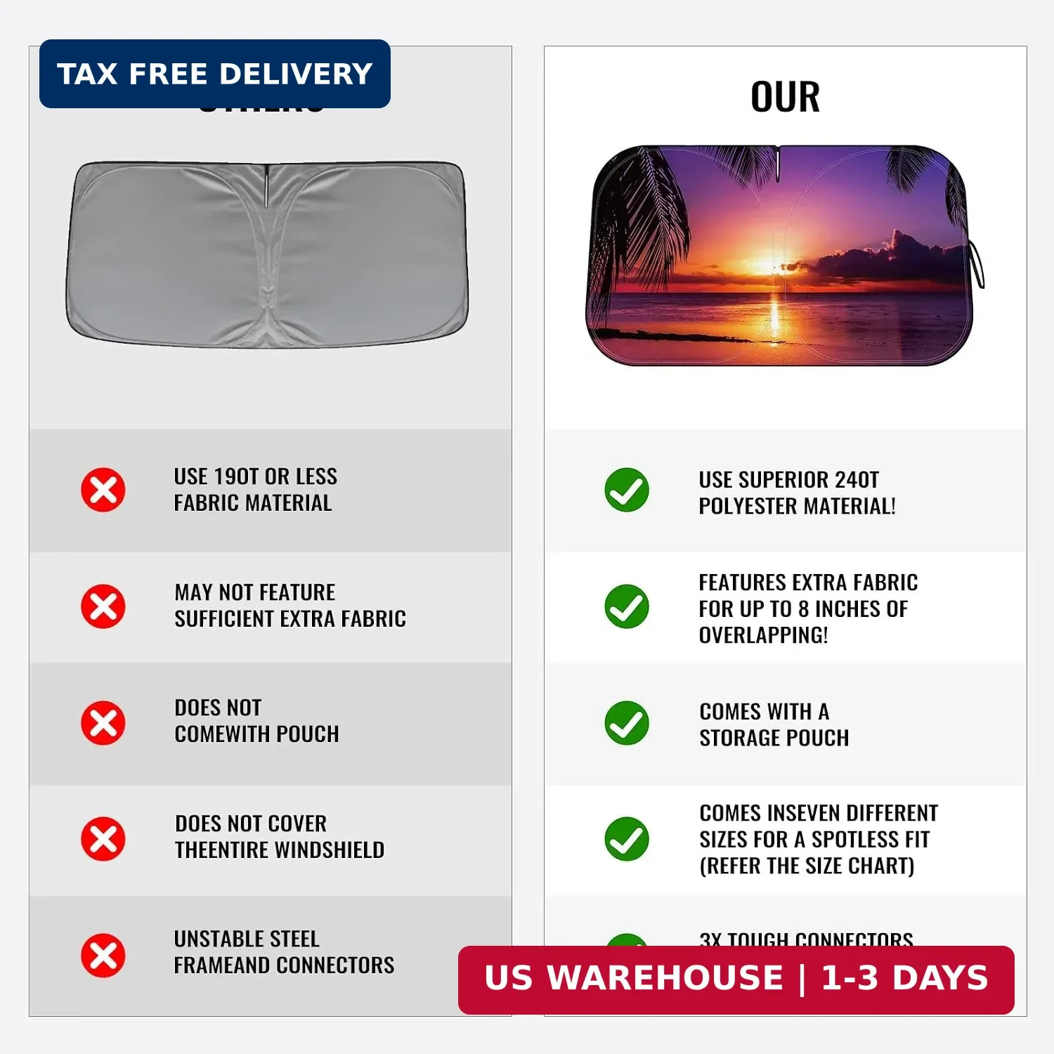 Car Windshield Sun Shade – Reflector Sunshade Offers Ultimate Protection for Car