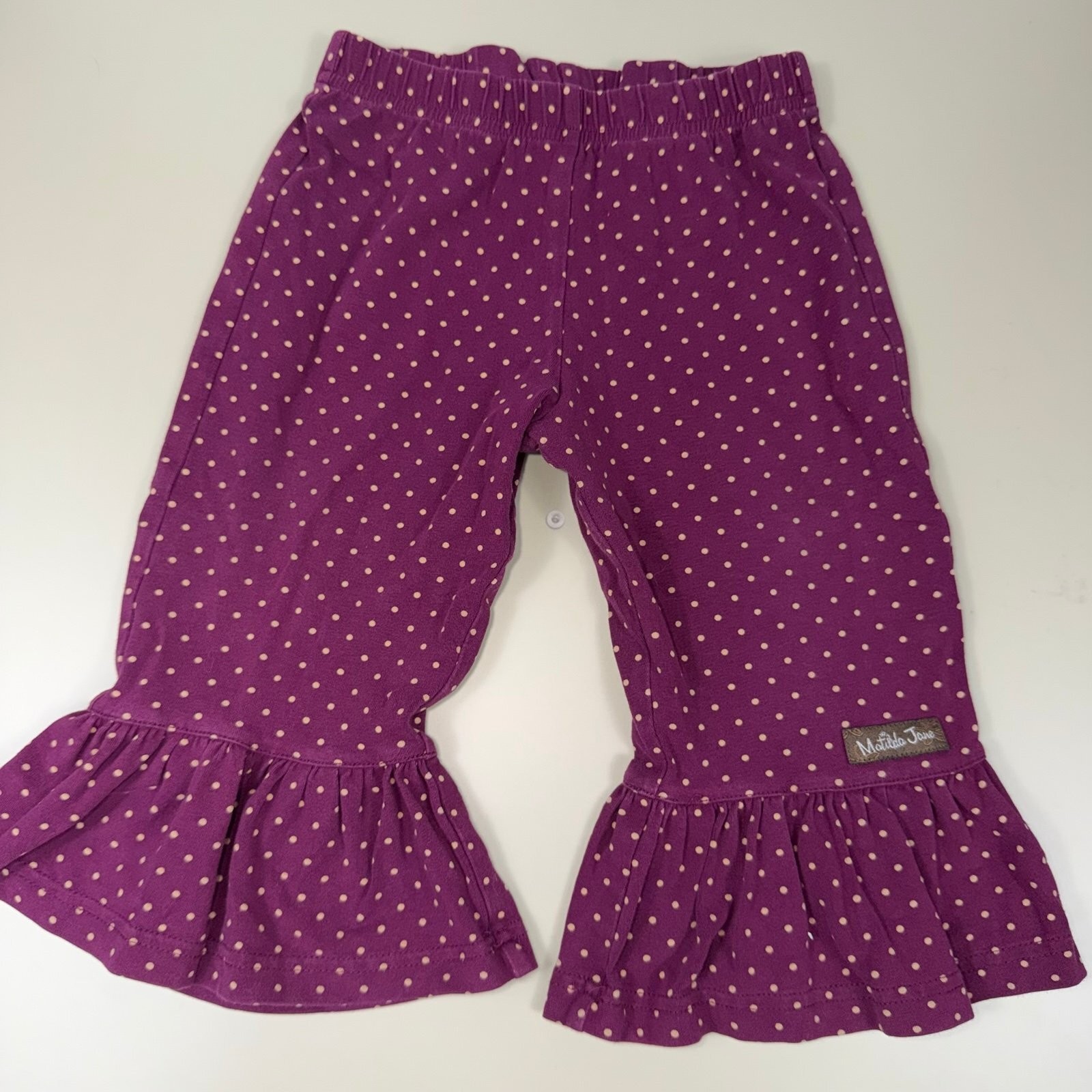 Matilda Jane Purple Polka Dot Ruffle Bell Bottom Pants Girls Size 18 Months