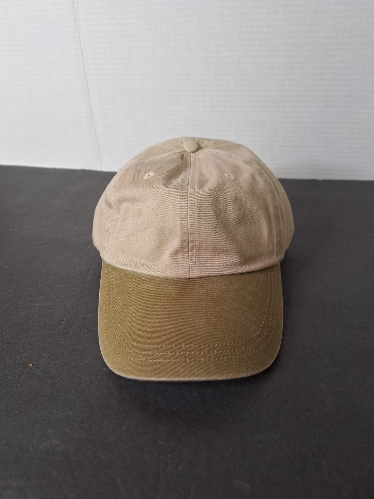 Vintage Baseball Cap Falcon Headwear Ivory/Khaki Denim Hat Leather Strap NOS