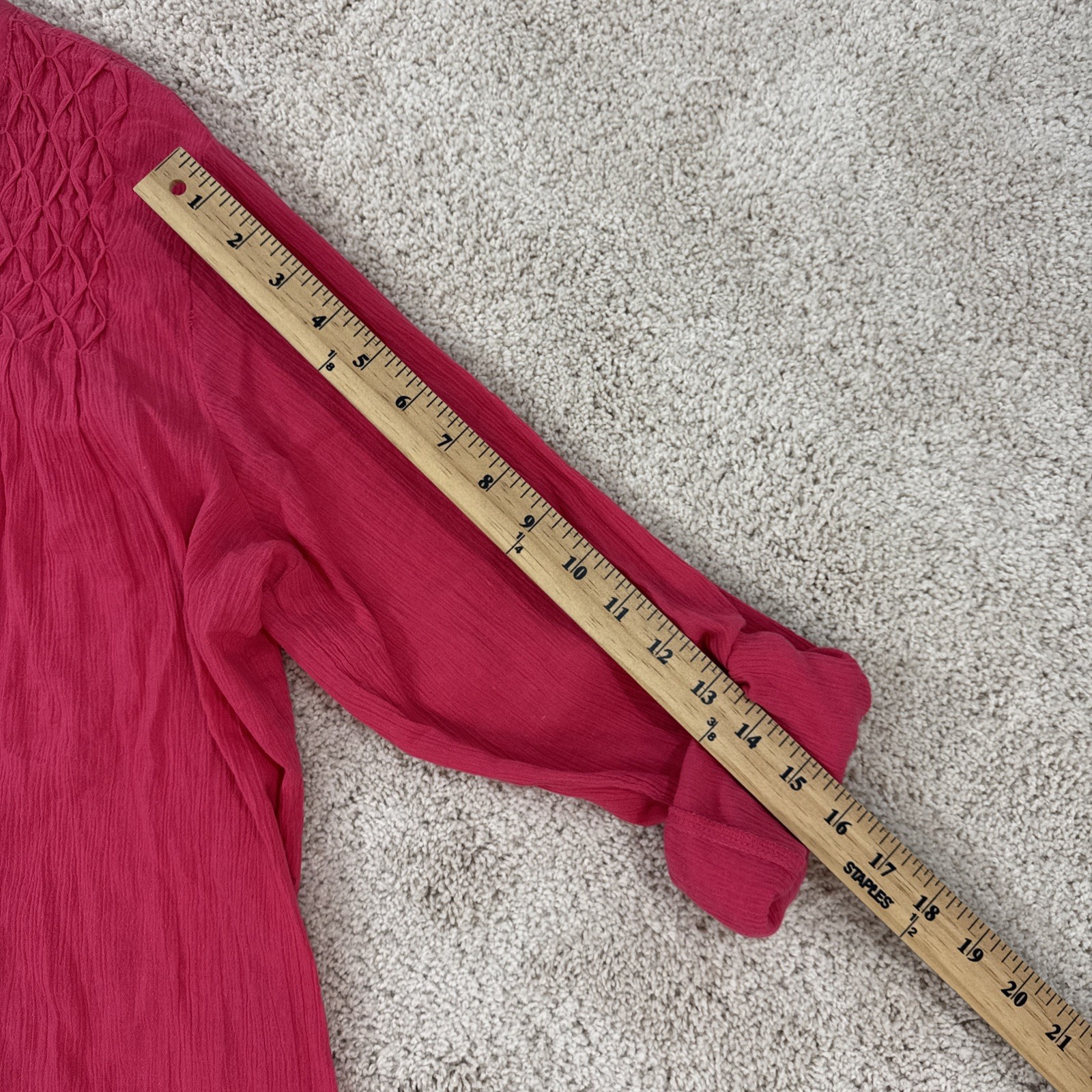 Bandolino Blouse Shirt Top Womans L Paradise Pink Roll Tab Sleeve Career Casual
