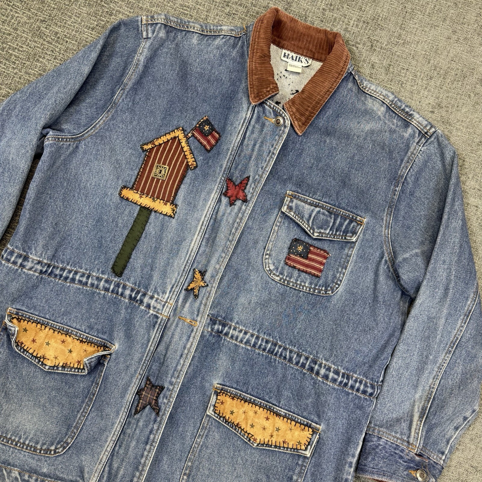 Vintage HAIK’S Shacket Women’s XL Blue Denim Shirt Jacket School Art Teacher
