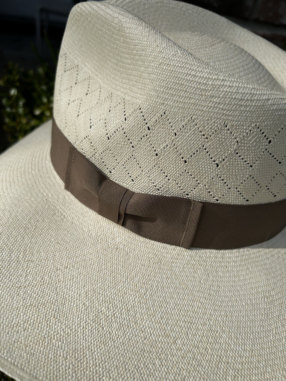 Tan – Panama Hat Band – Adjustable Size – Grosgrain W Bowtie