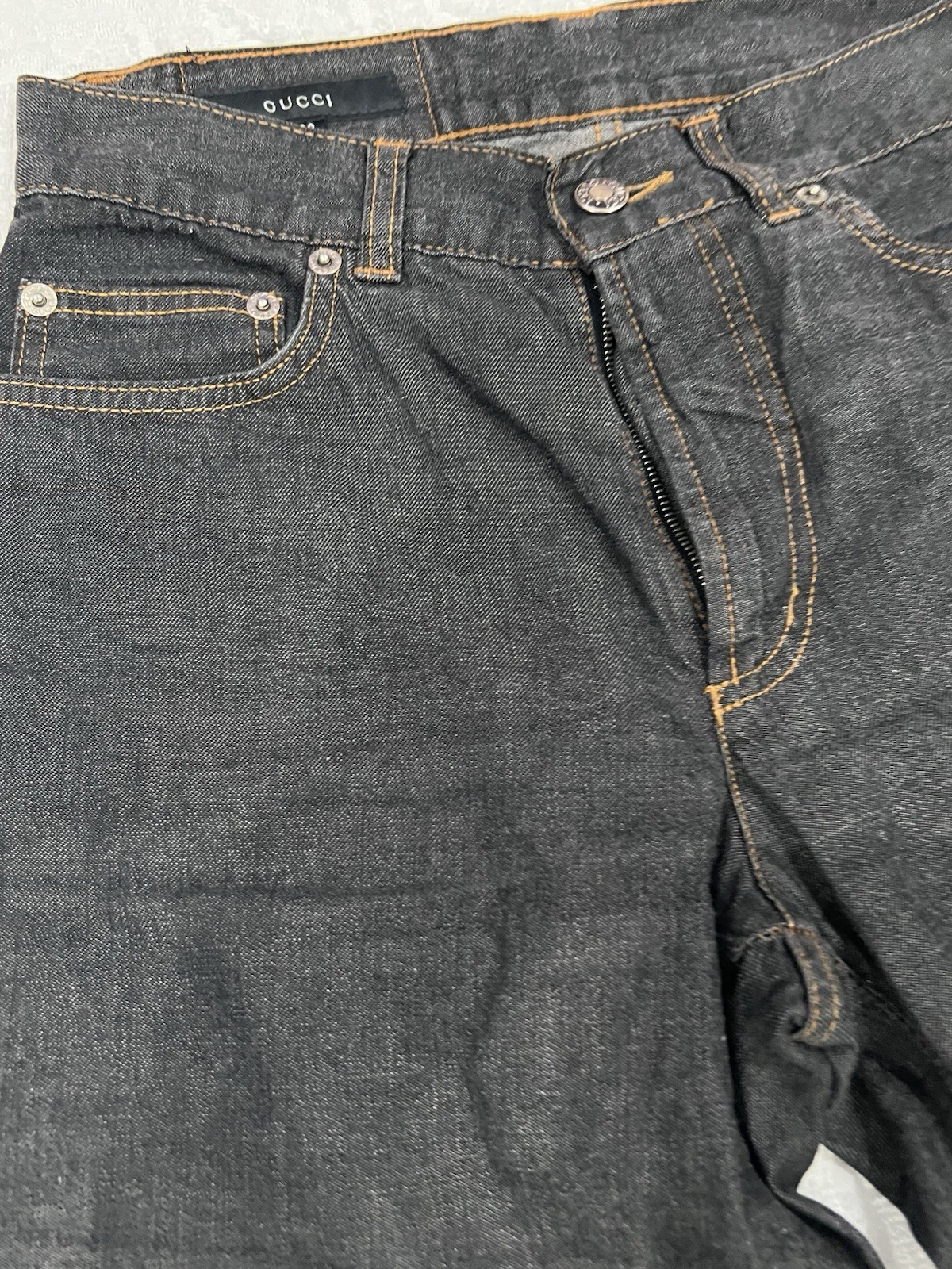 Vintage Women Gucci by Tom Ford Size 38 Wide Leg Boot Cut Flared Jeans Dark Gray