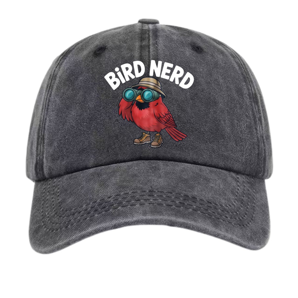 Vintage Washed Bird Nerd Dad Hat – Casual Cotton Adjustable Bird Watching Cap