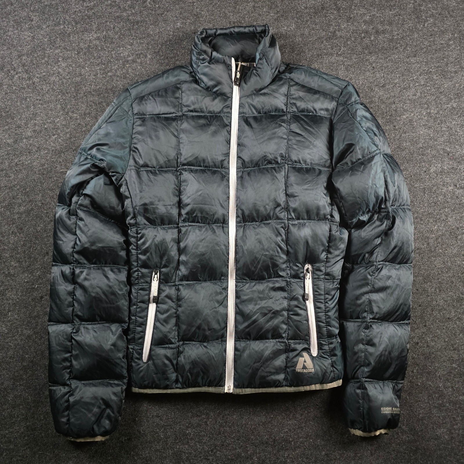 Eddie Bauer First Ascent Midnight Green Goose Down 800 Filled Puffer Jacket Size