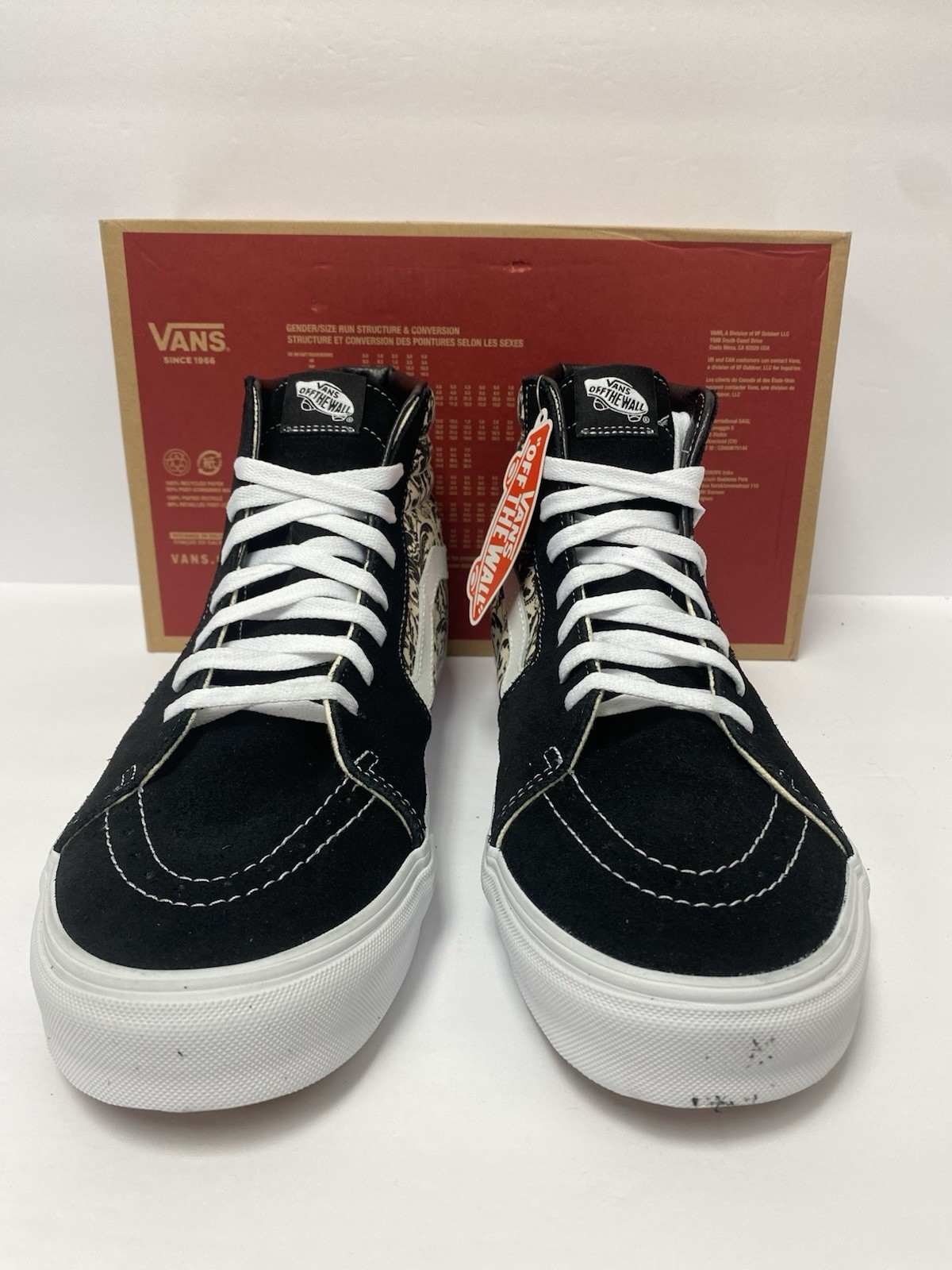 VANS M 13 SKATE Sk8 Hi Skull Tapestry Black Bone Skate Shoes New In Box !!