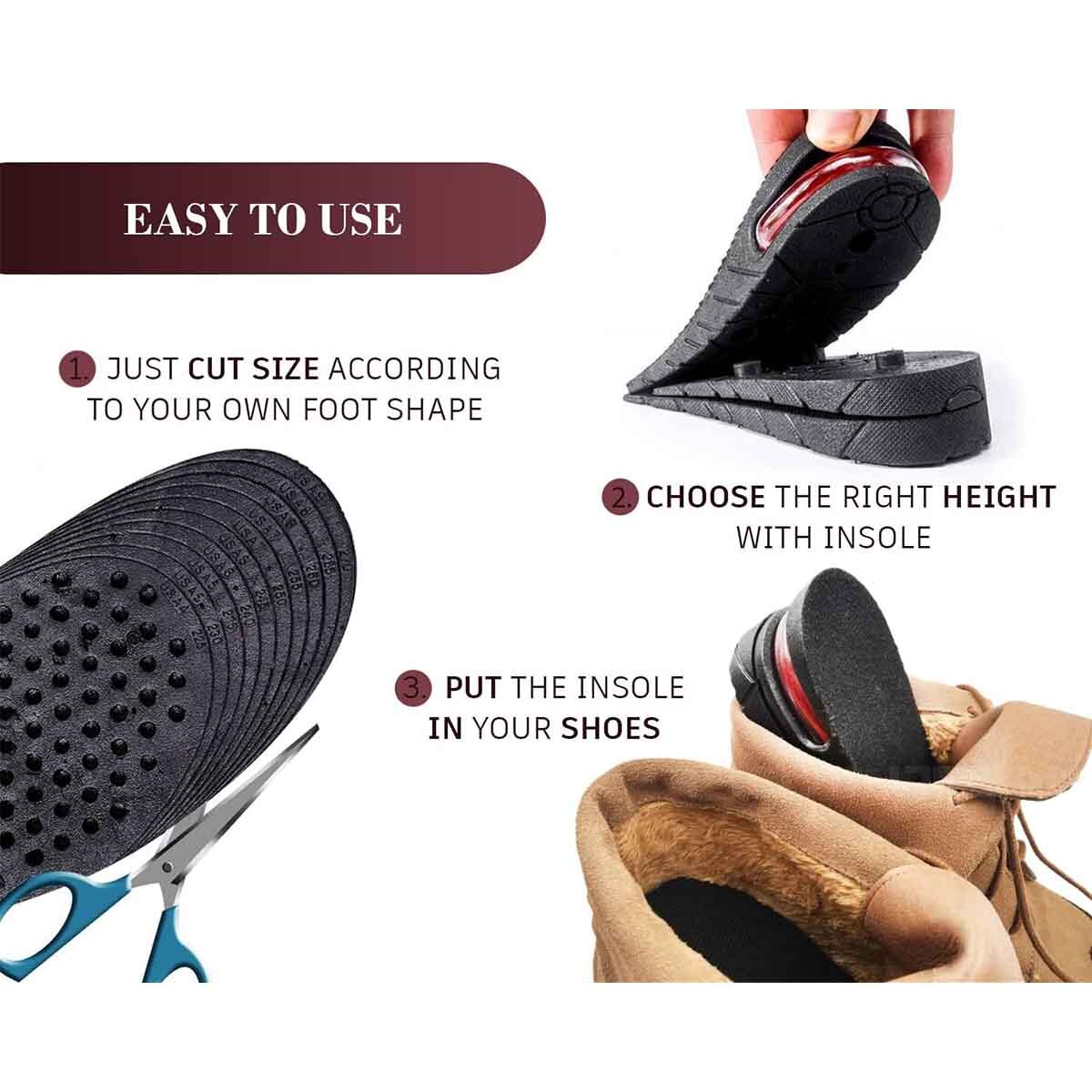 7cm Shoe Increase Lifts for Men and Women Insole 3 Layer Height Heel Air Cushion