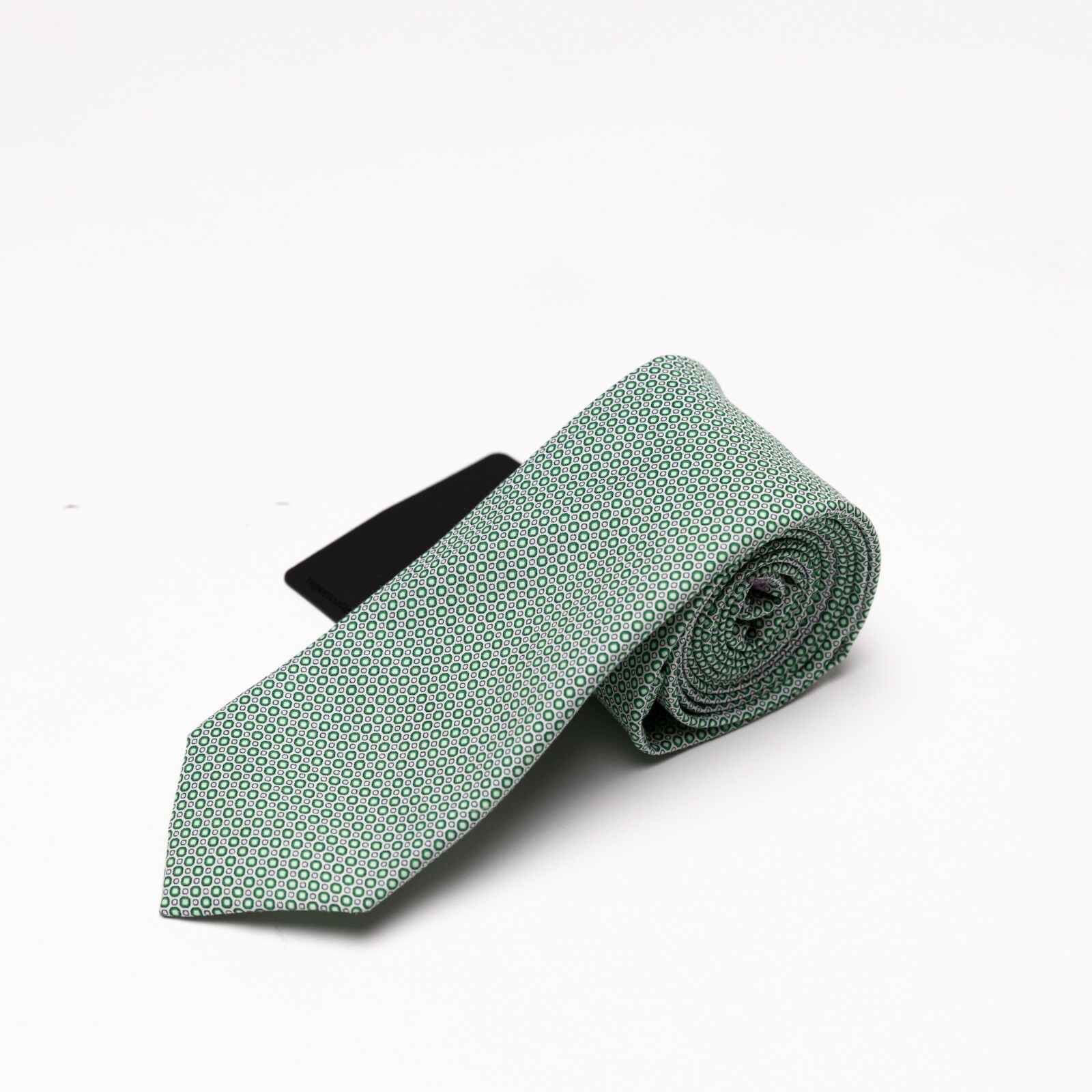 Report Collection Circle Print Cotton Slim Tie Green 0573
