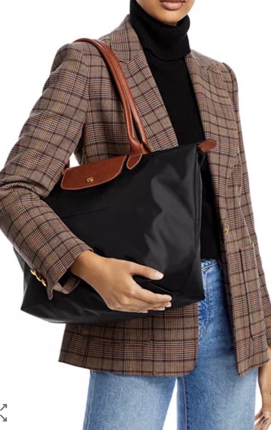 NEW Longchamp Le Pliage Nylon Tote Handbag, Size L Black/Noir