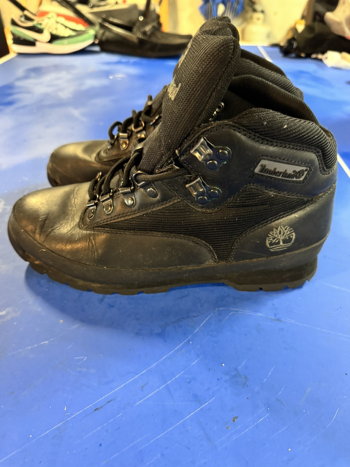 Timberland Euro Hiker Leather Black Boots Model 56038 MEN’S 8.5