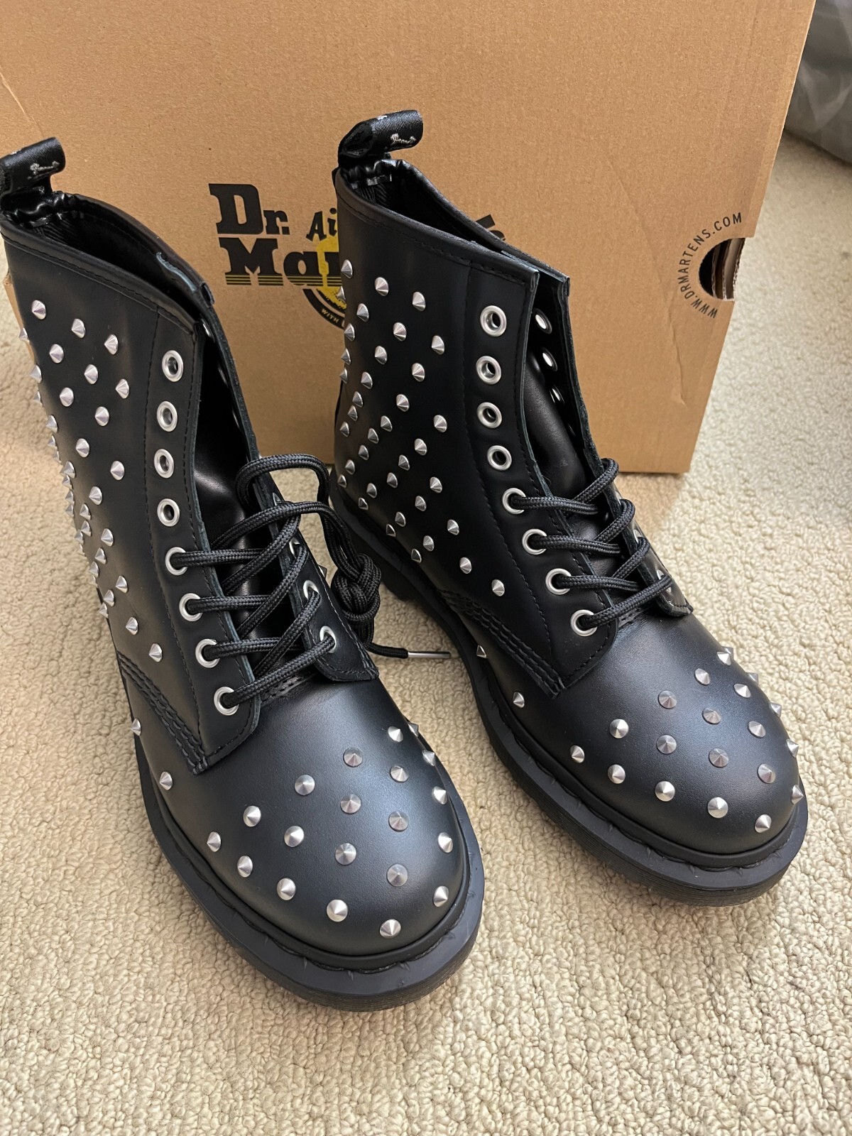 1460 STUD WANAMA LEATHER LACE UP BOOTS MSRP$210
