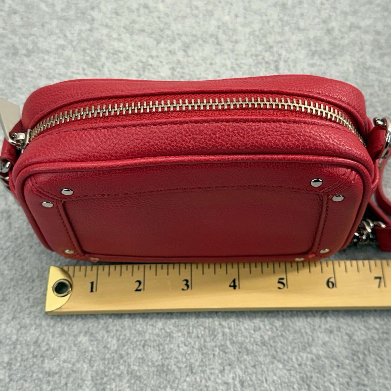 Express Mini Red Faux Leather Crossbody Bag Chain Strap Shoulder Purse