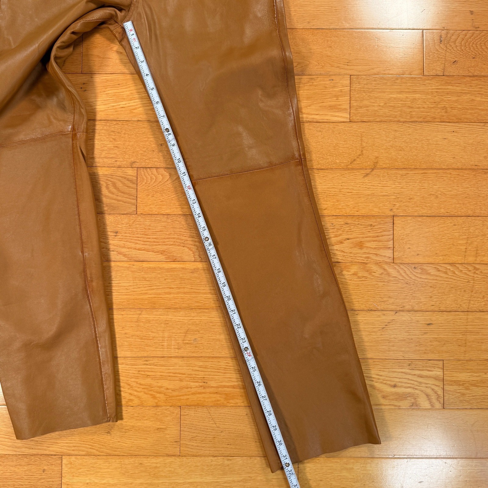 Leather Specialists Mens Tan Brown Genuine Leather Straight Leg Pants Size 32