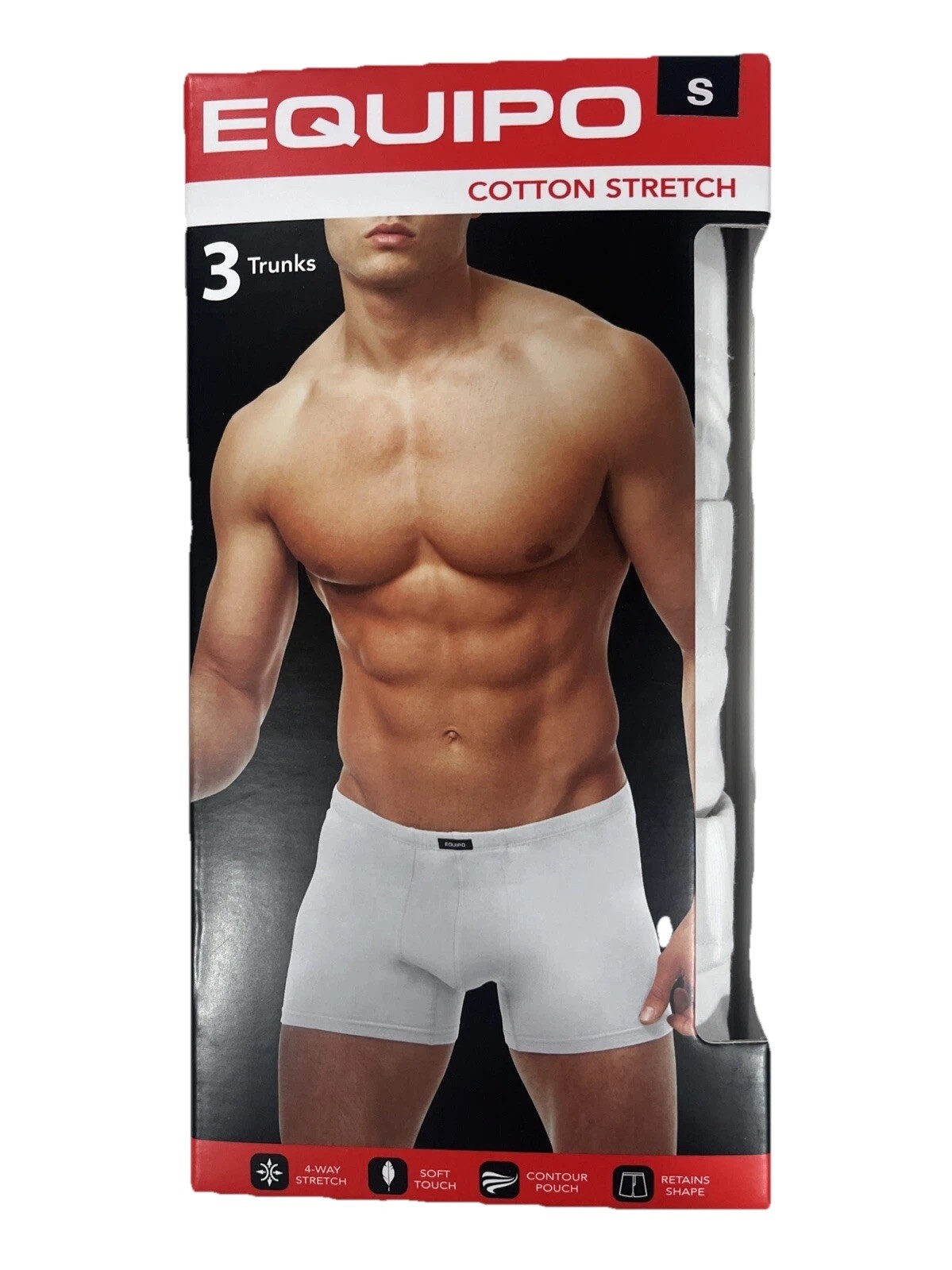 3-Pack Equipo TRUNK Brief Underwear WHITE Cotton Stretch Men’s SMALL (28-30) NIP