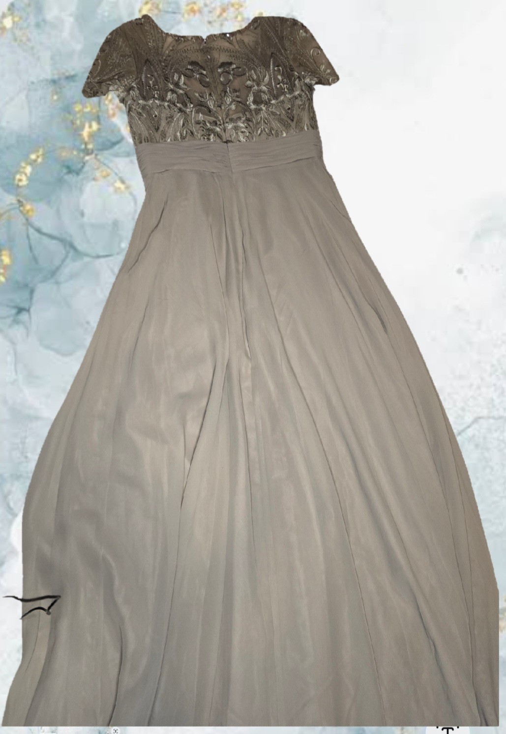 JJ’s House Mother of the Bride Dress Taupe Size 10 Long Elegant Chiffon