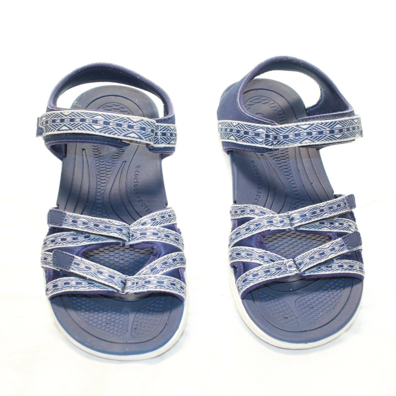 Ryka Size 9W Blue White Savannah Adjustable Comfort Outdoor Sports Hiking Sandal