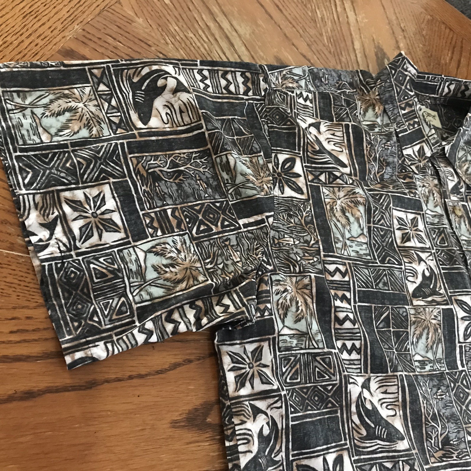 Cooke Street Honolulu Shirt Men’s XXL Black Grey Brown Reverse Palm Hawaiian