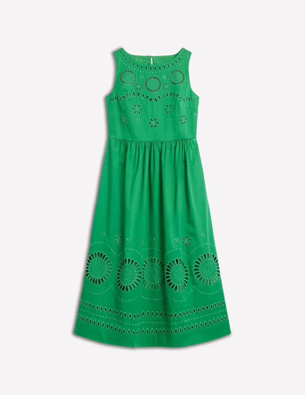 Boden Lauren Broderie Midi Dress UK 12 Regular Green RRP £166