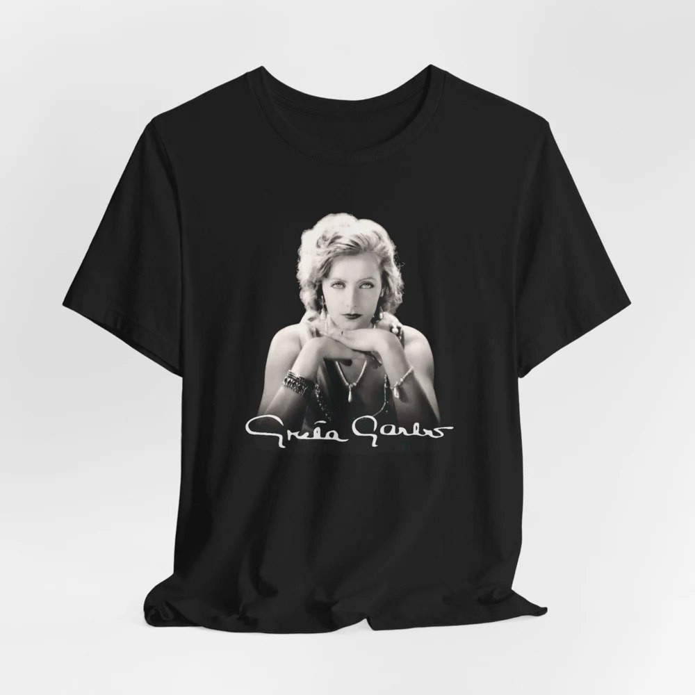 Greta Garbo Vintage Portrait Graphic T-Shirt Unisex Black Tee – T820
