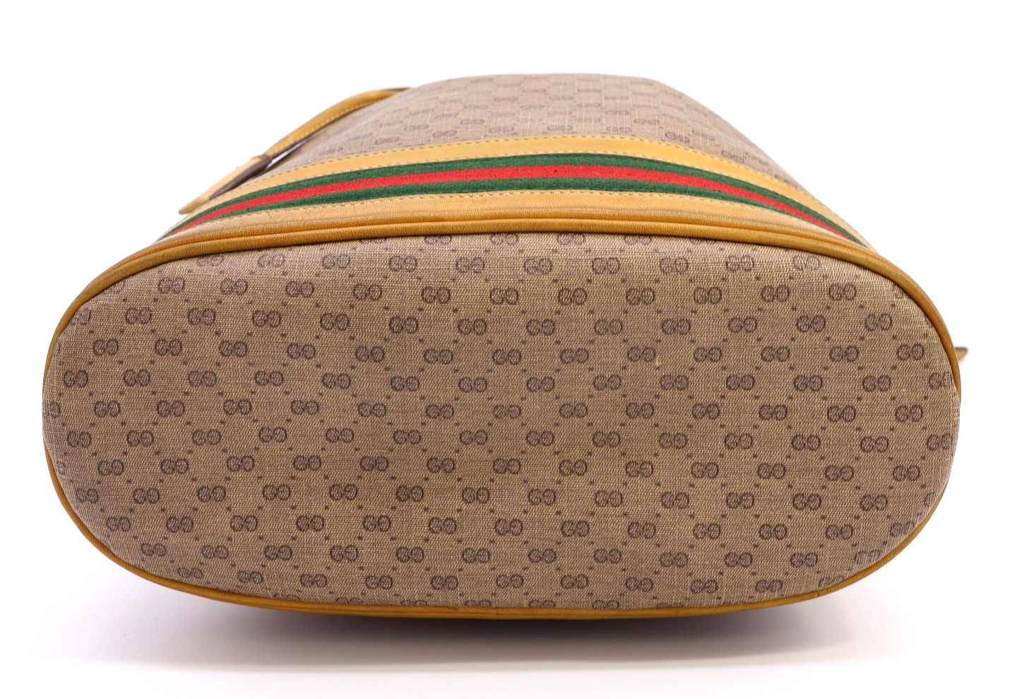 GUCCI VINTAGE Drawstring Shoulder Bag Sherry Micro-GG Camel Classic Authentic