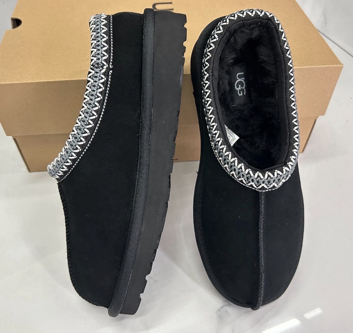 UGG Women’s Tasman II Black Braid Suede Upper Slippers US 6-11 Comfort Shoes New