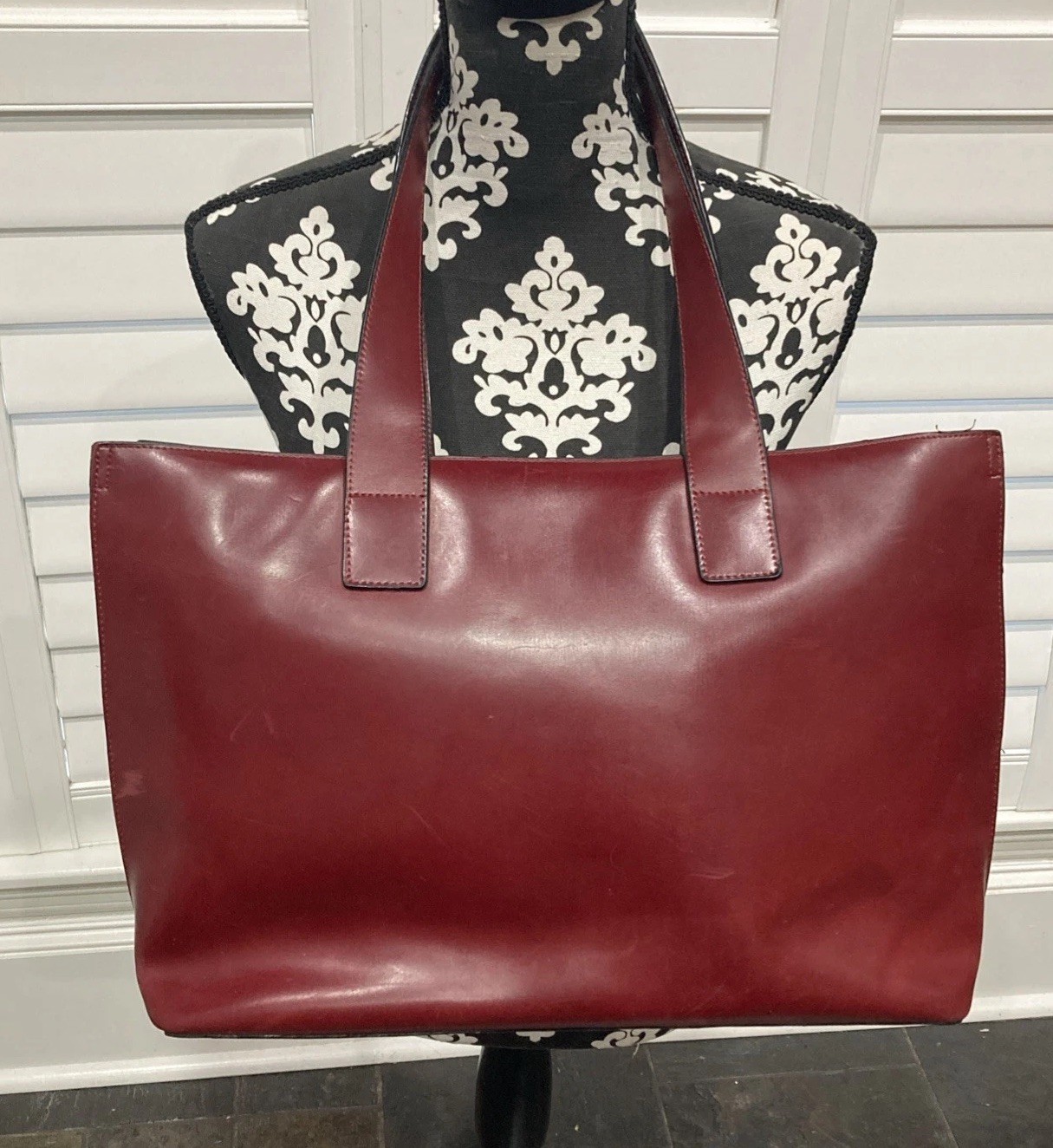 Vintage Franklin Covey Genuine Leather Red/Burgundy Commuter Tote Laptop Bag