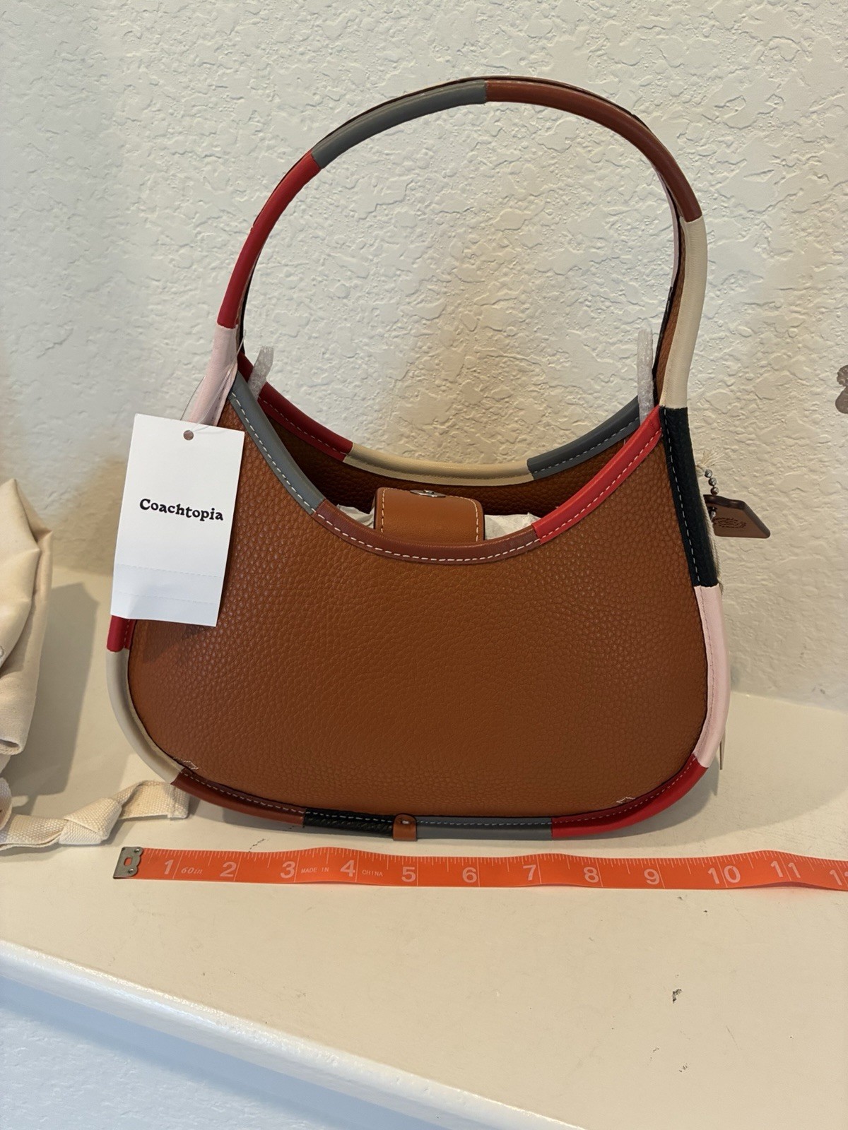 NEW Coach Coachtopia Burnished Amber Leather Ergo Colorblock Standard Bag